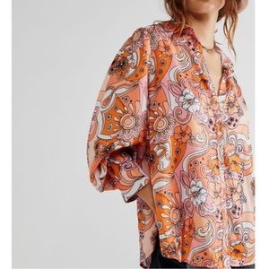 FINAL PRICE! ‼️ Free People Serena Printed Retro Button down